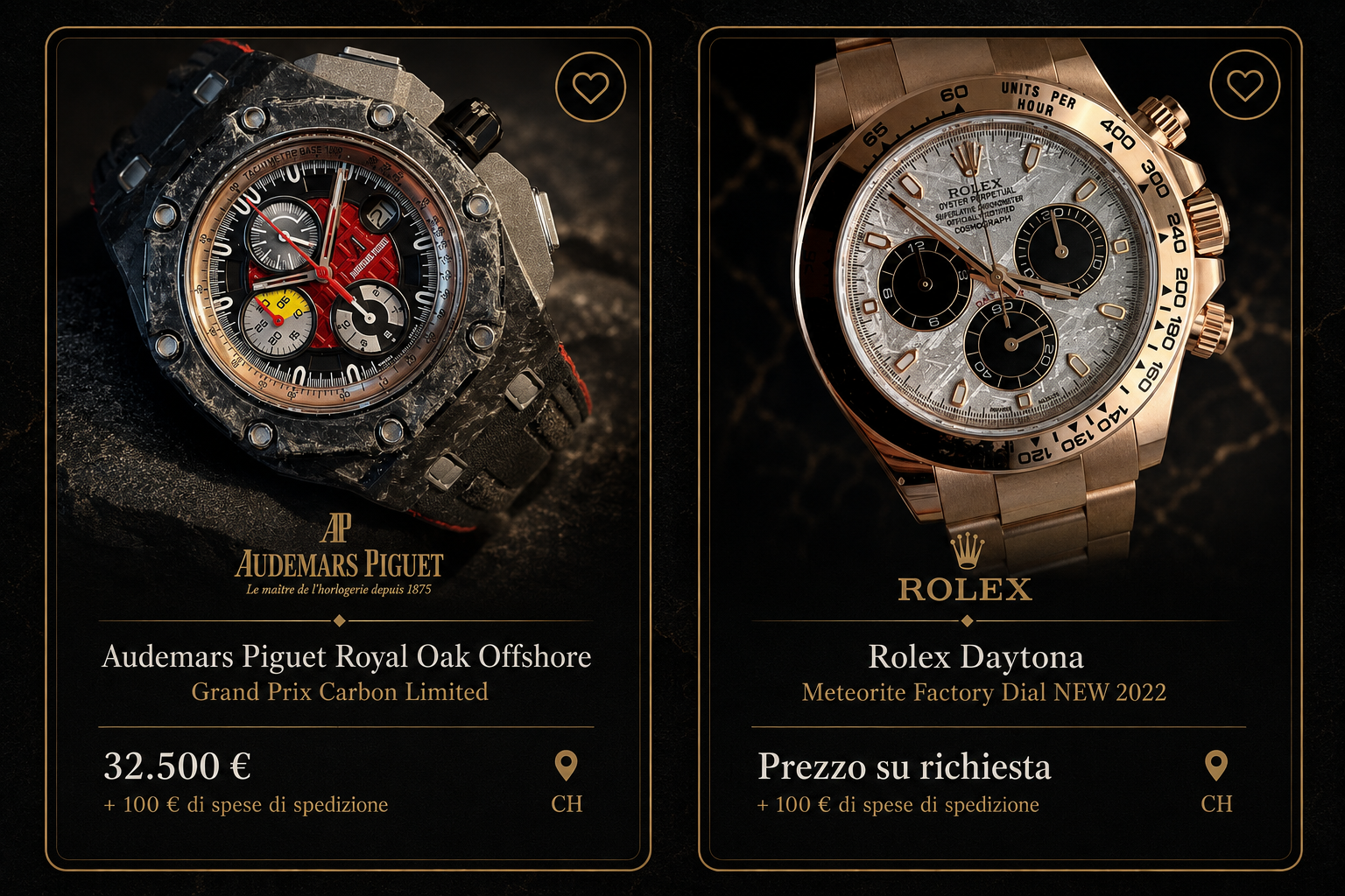 Orologio luxury nero oro